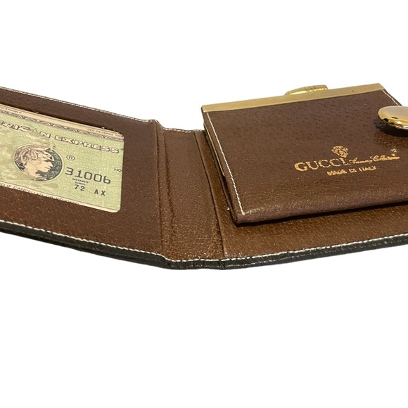 RARE & UNIQUE Vintage GUCCI Bi-Fold Two-Tone Leather Wallet Made in Italy - Picture 12 of 13